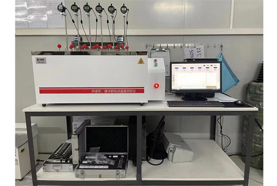 6 estaciones de salida de fábrica Control por ordenador Plásticos HDT & Vicat Tester de punto de temperatura de ablandamiento