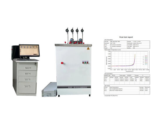 Máquina de prueba HDT VICAT diseñada para pruebas de temperatura de deformación térmica y punto de reblandecimiento de materiales no metálicos