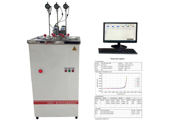 Máquina de prueba HDT VICAT para medición de deformación térmica y punto de reblandecimiento de materiales plásticos, caucho y nailon